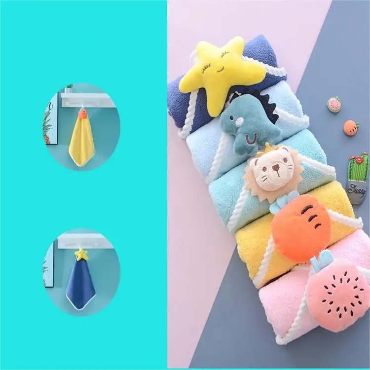 Good Quality Multiple Colors Cute Design Kids Gifts Towels Comfortable 100% Polyester Small Hand Face Children Hand Towels
