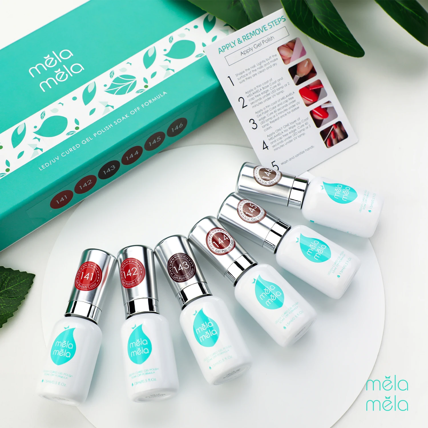MELA MELA Nail Gel Polish Set Mixed Colors Manicure Base Coat and Top Coat Kit Cured Under LED UV Lamp Soak Off Gel Nail Polish