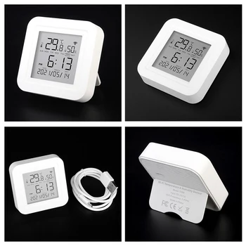 XZX Remotely Control Ir Devices Wifi Smart Temperature and Humidity Sensor Thermometer Electronic Lcd Display Alexa Google Home