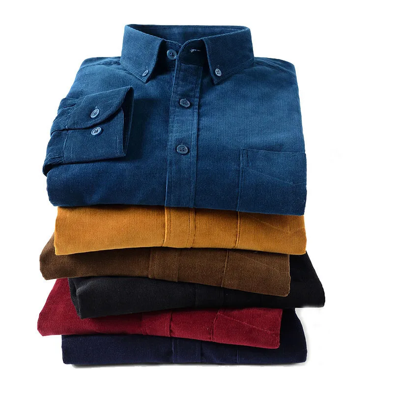 True Factory Manufacture Men Shirts XS-5XL Different Color Custom Logo Corduroy Shirts