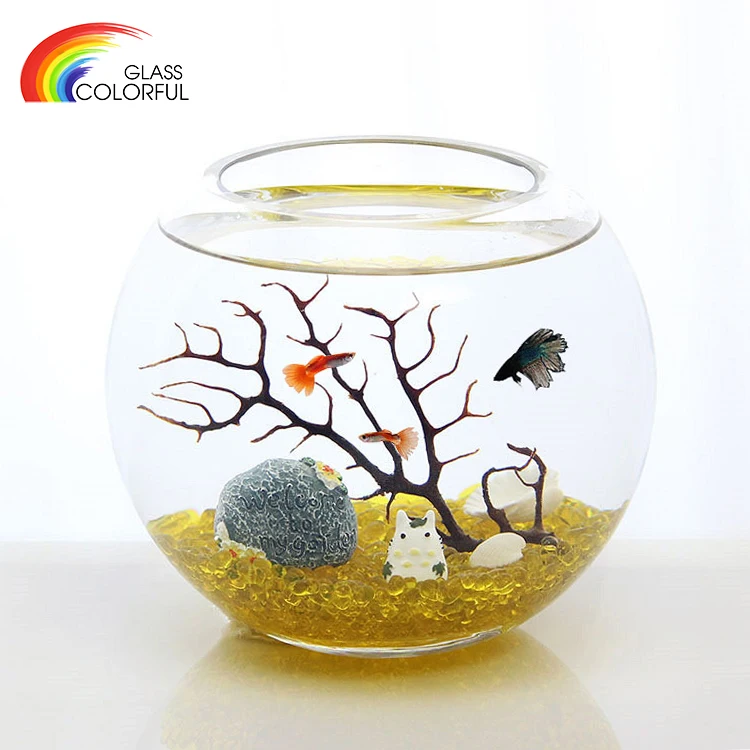 Wholesale home decoration round transparent thick glass fish bowl
