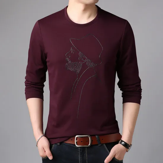 custom t-shirt label and tag polyester spandex silk screen printing long sleeve t-shirt for men