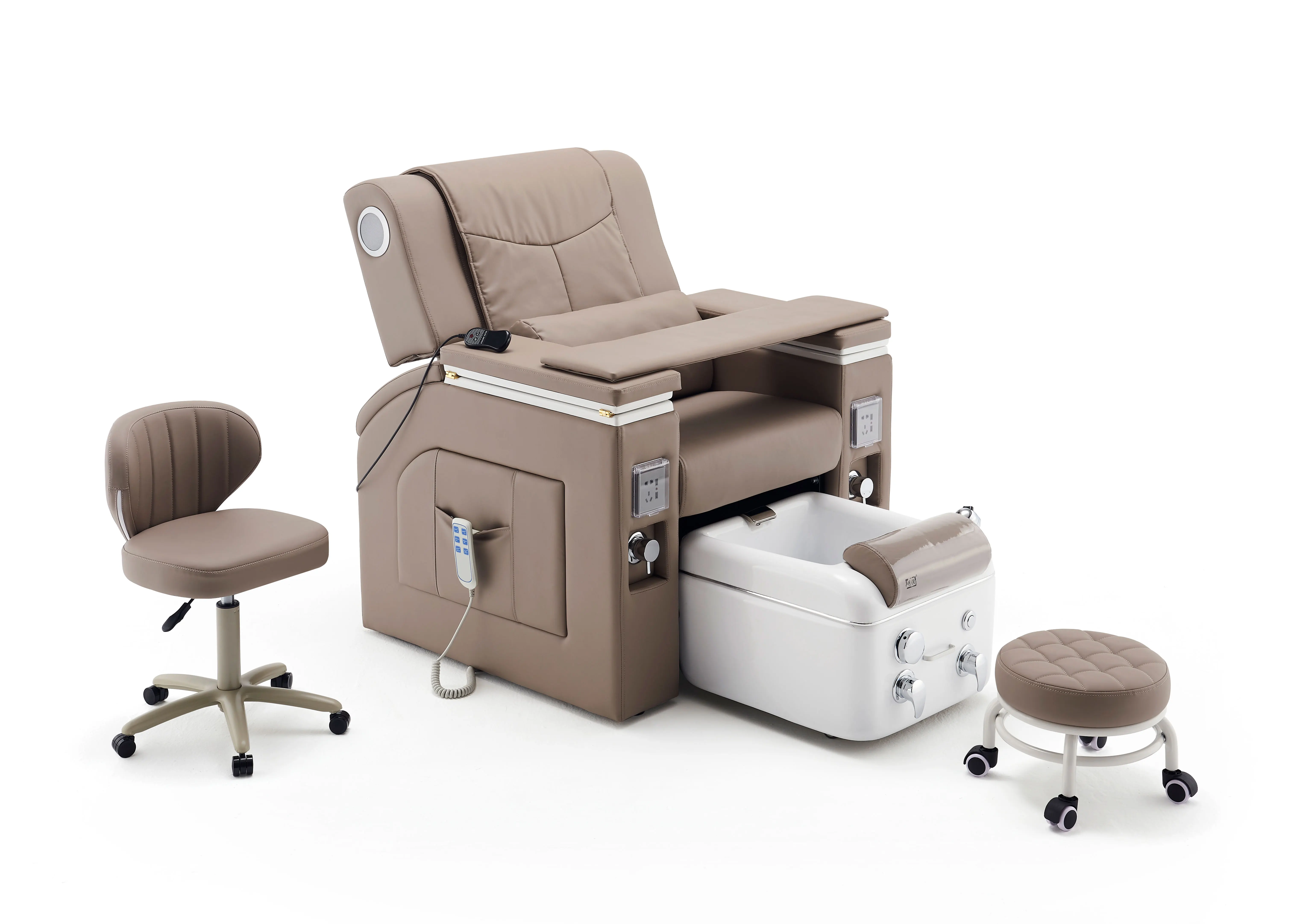 Hot sale massage back with pull out spray faucet and chaise de pedicure with sink bowl and nail chair