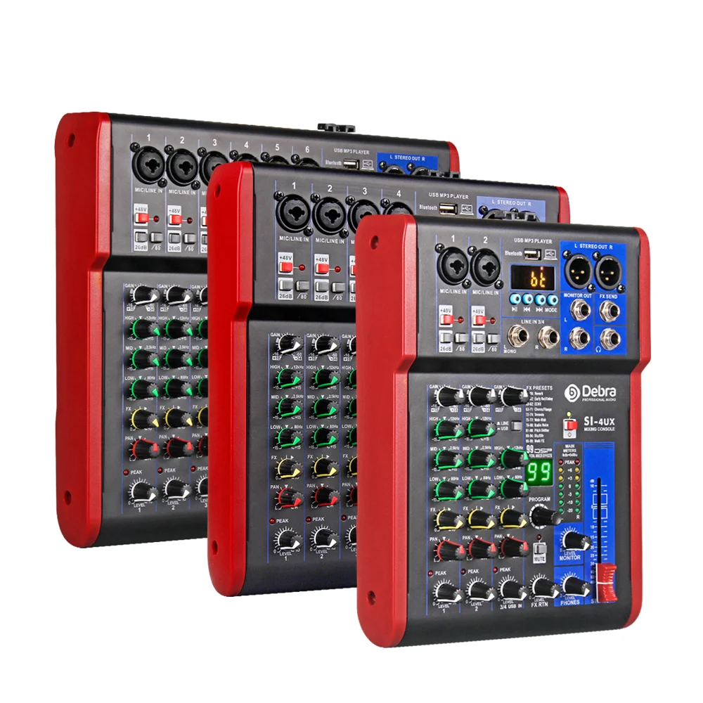 Debra Audio Professional Audio Mixer DJ Console Mixing Controller Stage Performance Music Microphone Amplifier