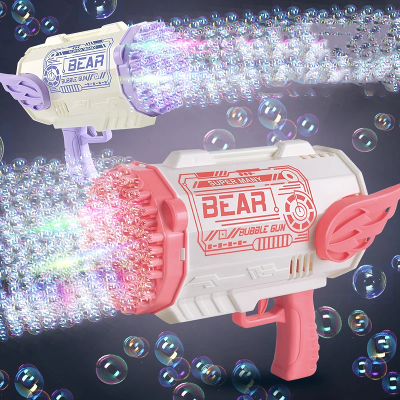 Kids Outdoor Multi-color Toys Dazzle Light Bubble Gun 80/112 Holes Super Multi-bubble Hand-held Soapy Water Bubble Machine Toys