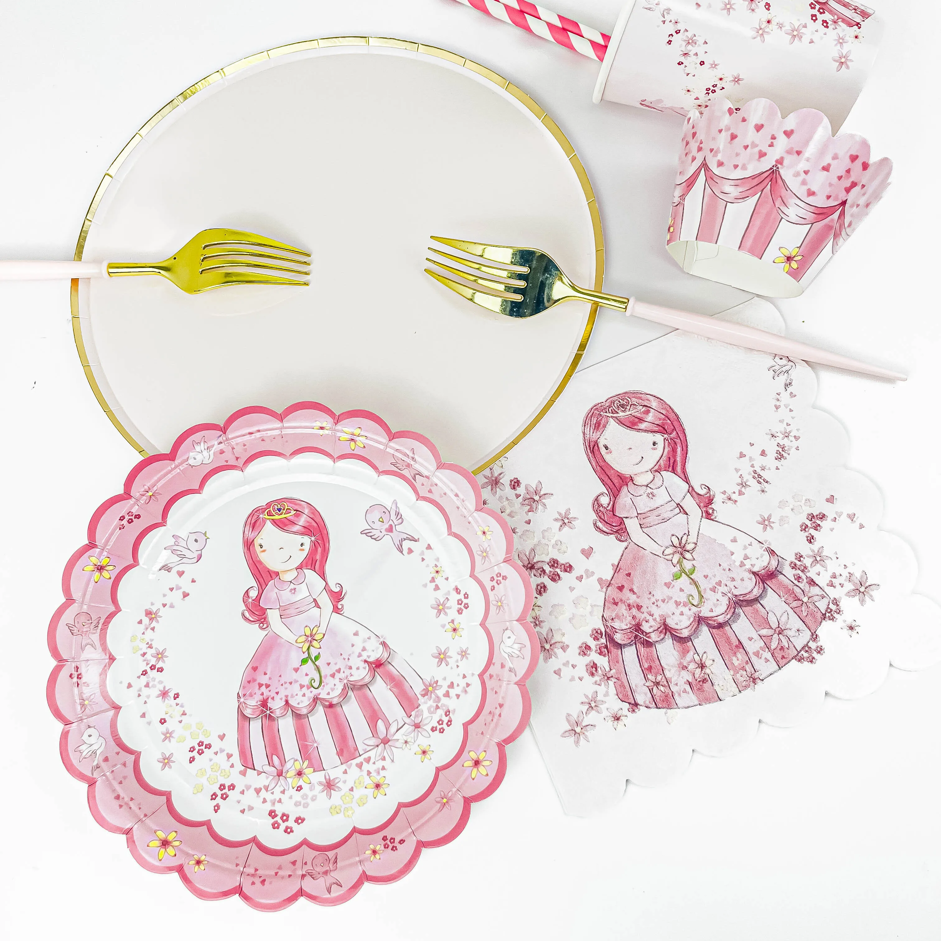 Bio Princess Disposable Paper Plate Pizza Plate for Girl Eco-friendly Paper Plates Party Supplies for Birthday Camping Party