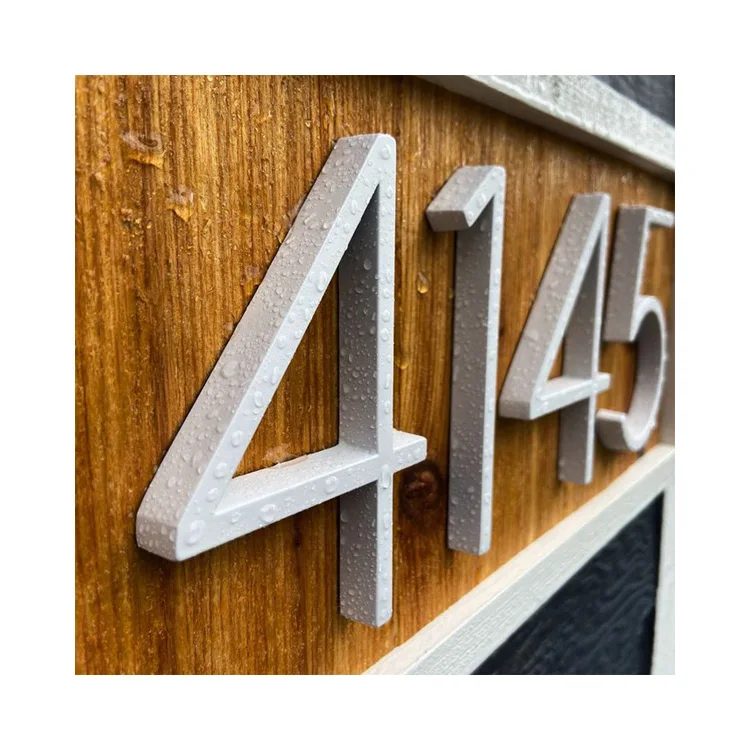 Hot Selling Customizable Pattern 5 Inch Waterproof And Antirust Mini Gold House Number Plate White