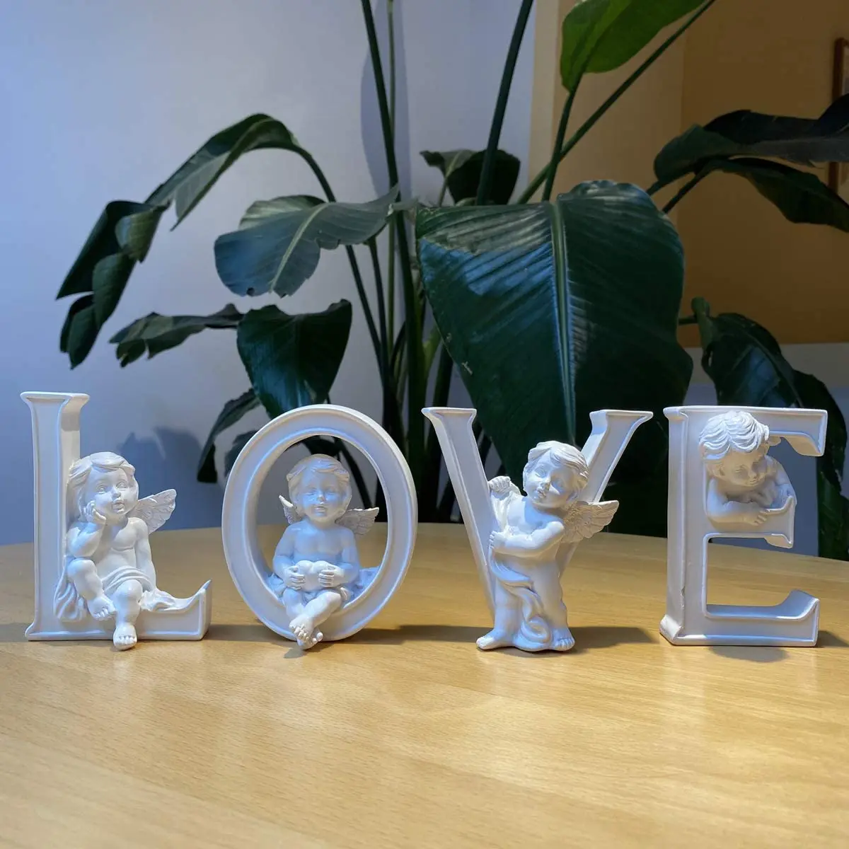 Set of 4 resin decoration home decor pieces pure white Cherub statues angel figurine modern art decor table accessories for home