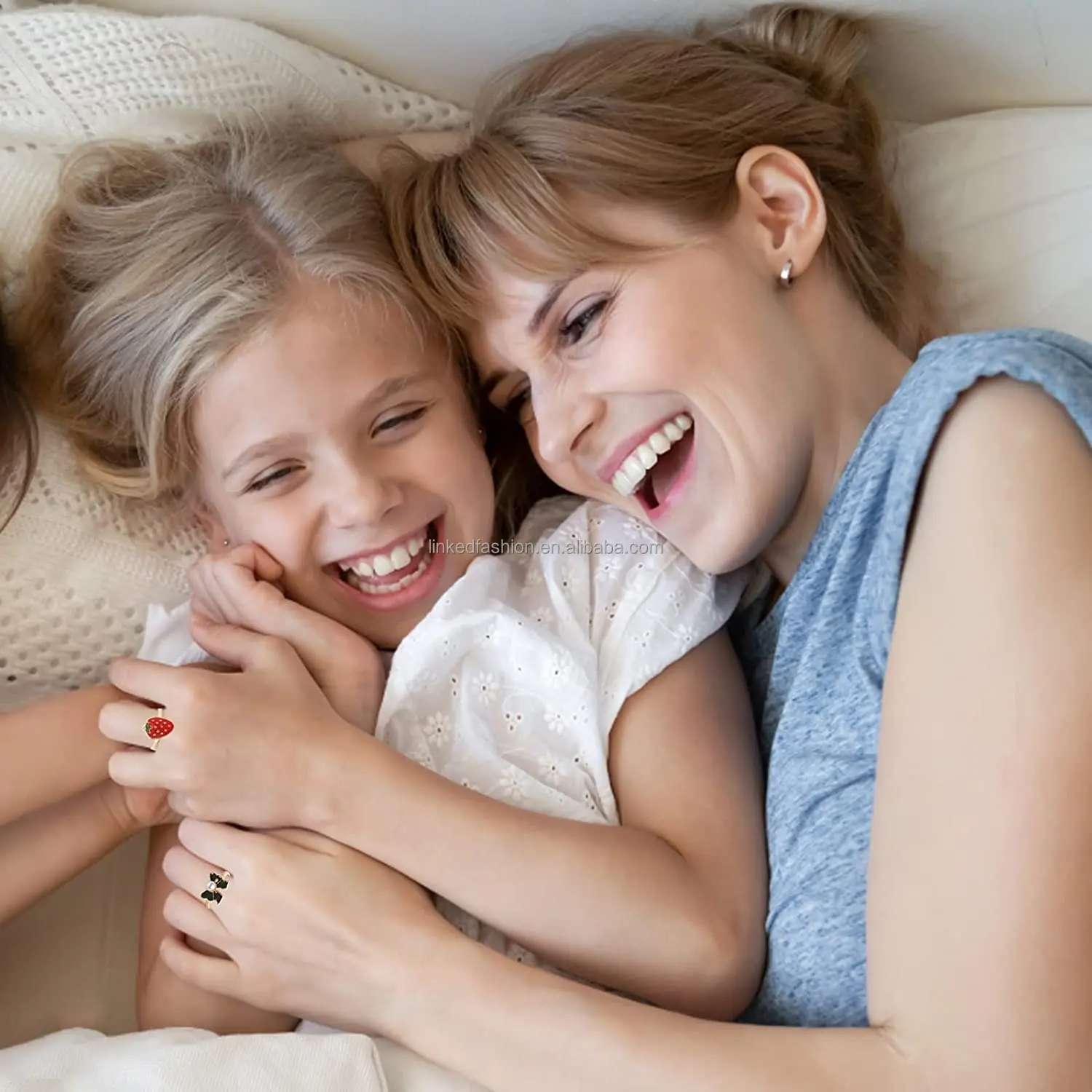 Girls Adjustable Rings, Unicorn Ladybug Butterfly Flower Moon Cute Finger Rings Princess Dress up Play Jewelry for Children Kids