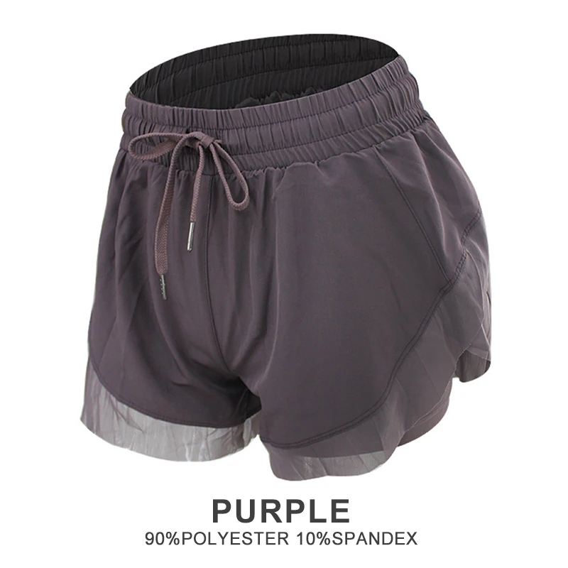 
Women Sports Yoga Shorts Lace Layer Workout Fitness Sports Running Shorts 