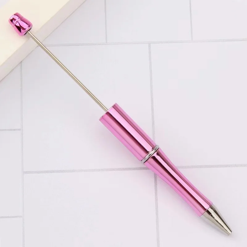 0 B7005 2024 Hot Sale Personalized Ballpoint DIY Pens Top Pink Glitter Beaded Plastic Beadable Pens for Jewelry Making Toys