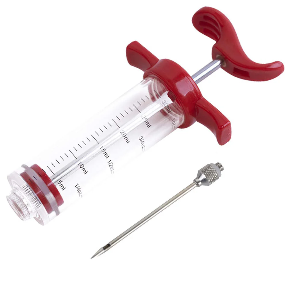 Plastic Marinade Injector Turkey Chicken Steak Syringe with Screw-on Meat Needle Meat injector