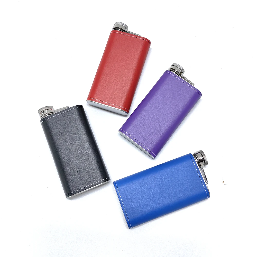 New Arrival Leakproof Portable 5 oz Full Grain Leather Wrapped Stainless Steel Wine Whiskey Hip Flask for Travel Camping Picnic
