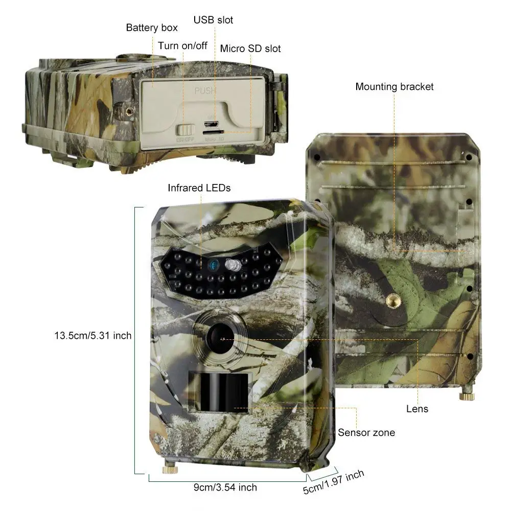 Hunting Trail Camera with FCC / CE / ROHS Home Security Monitoring Night Vision Camera Recording Plant Growth