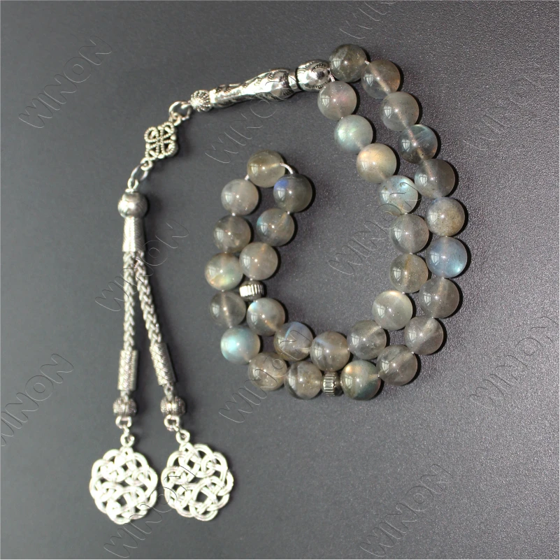 Высококачественный Натуральный Белый Лунный камень Tasbih ценный Gfit для Eid Ramadan Tesbih 33 мусульманские браслеты Misbaha Islam роскошные четки