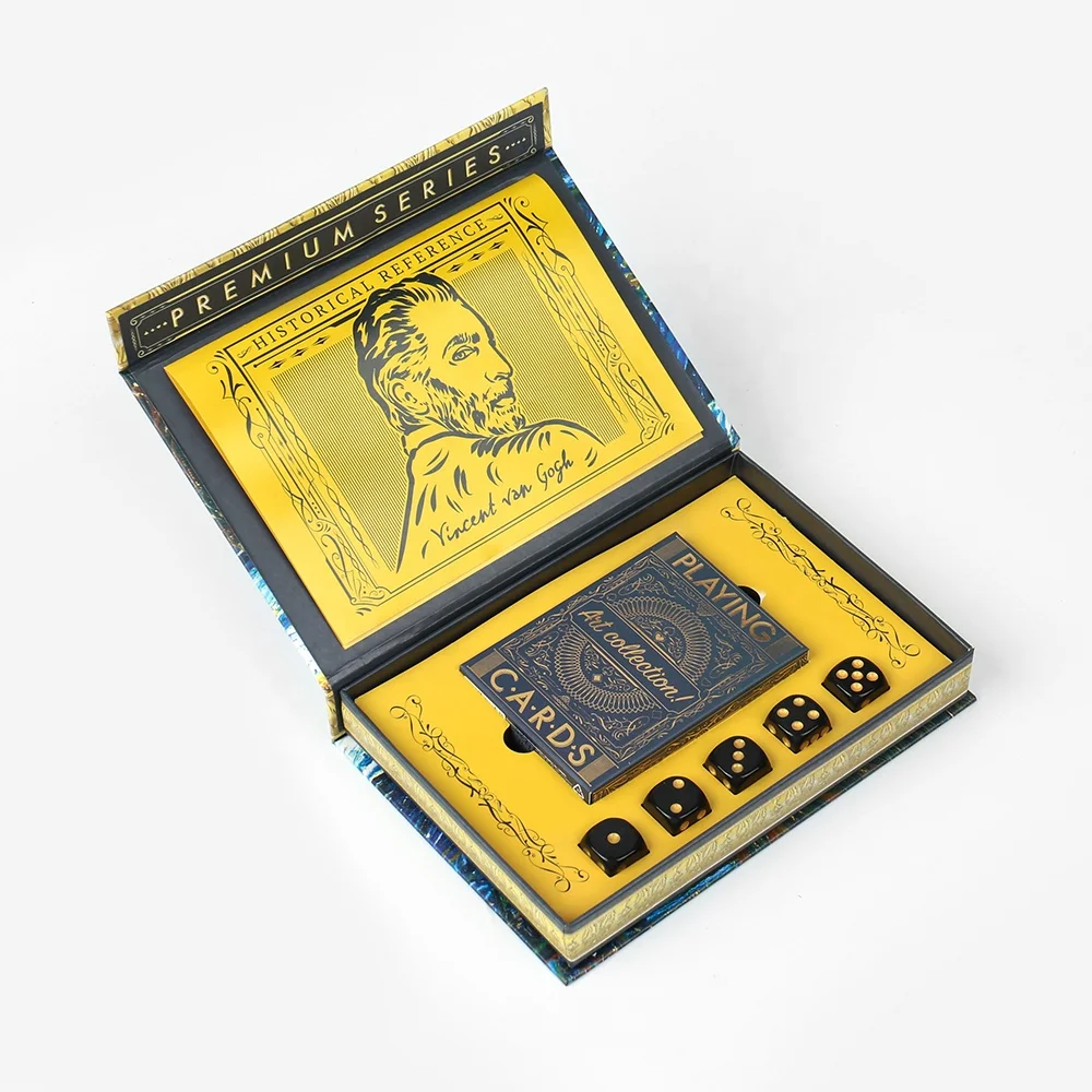 Playing Cards with Dices Game Poker Set Game In Magnet Box with 5 Dices