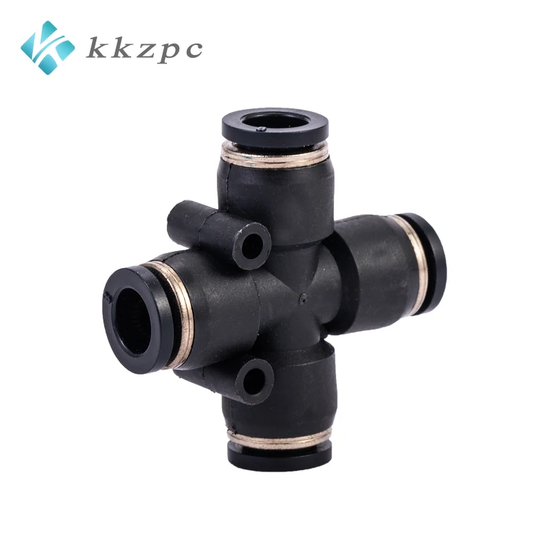 PZA Plastic Brass Pneumatic Cross Type Quick Connectors 4 Ways Pipe Coupler
