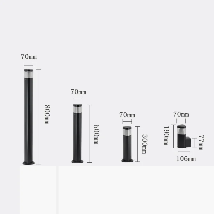 Outdoor Waterproof Stainless Steel or Aluminium + PC or Acrylic Landscape Bollard Light Led Bollard Garden Lights Lawn Lights