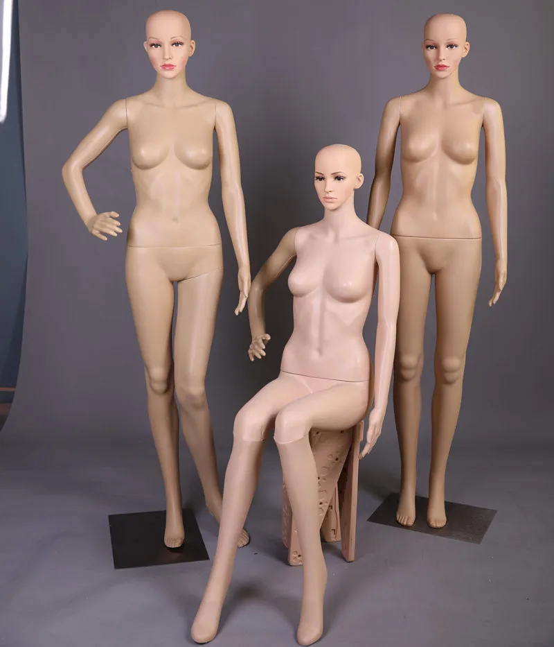 Plastic make up female sitting mannequin for clothing shop
