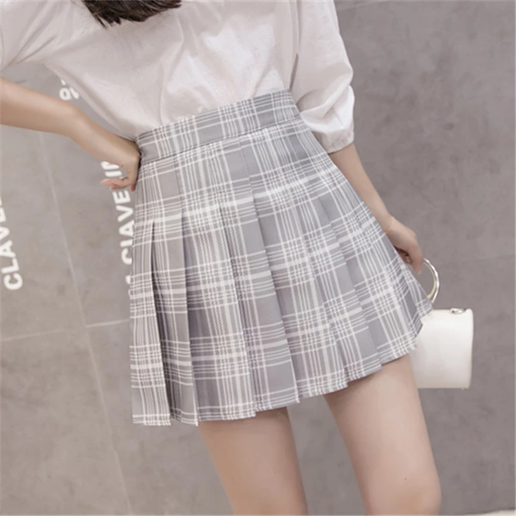 
Spring and Summer New Girls Pleated Skirt College Style Solid Color Plaid Sweet and Cute Style Skirt 
