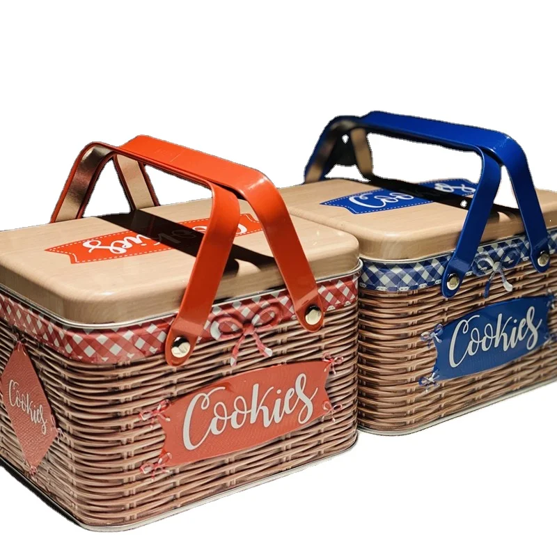 Новый праздничный высококачественный жестяной контейнер с ручкой для конфет подарок для печенья конфет портативный металлический футляр новый дизайн в наличии