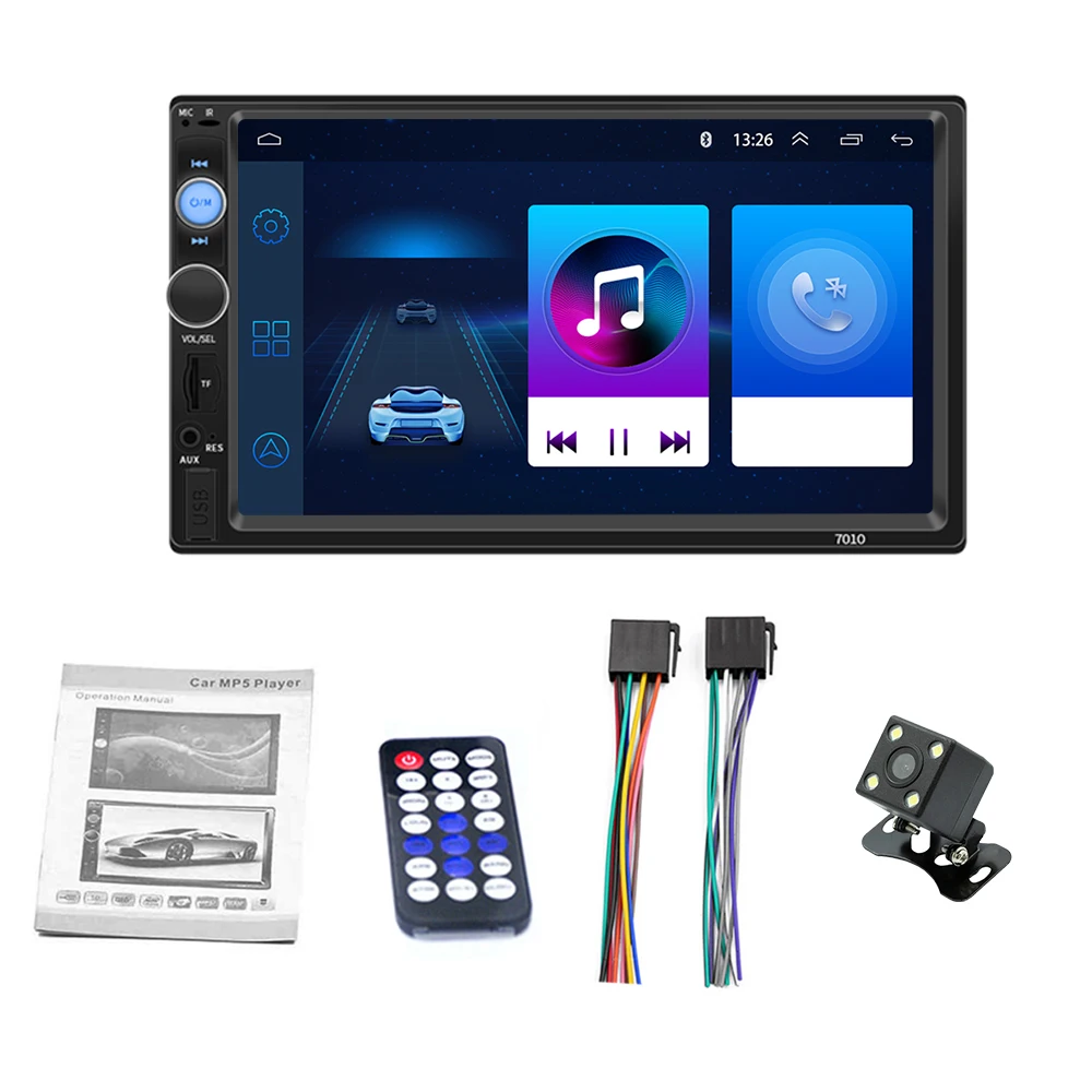 BT call hands-free radio audio 7-inch display reversing image gift rearview camera 12V car mp5 player manual