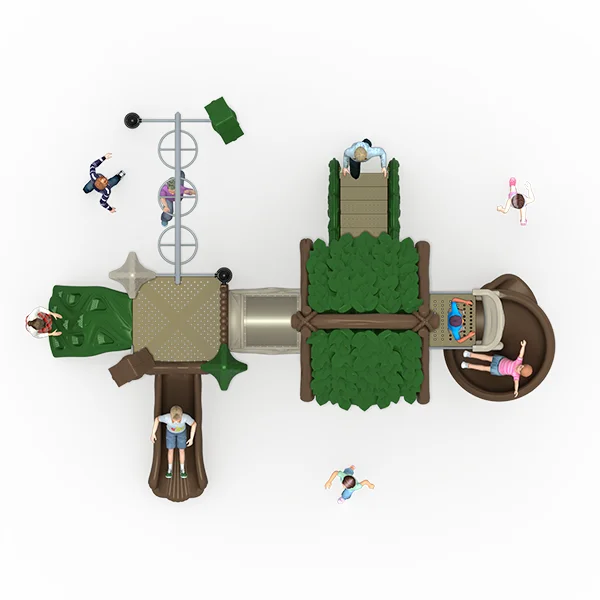 Plastic slide with physical exercise fitness equipment to help children grow