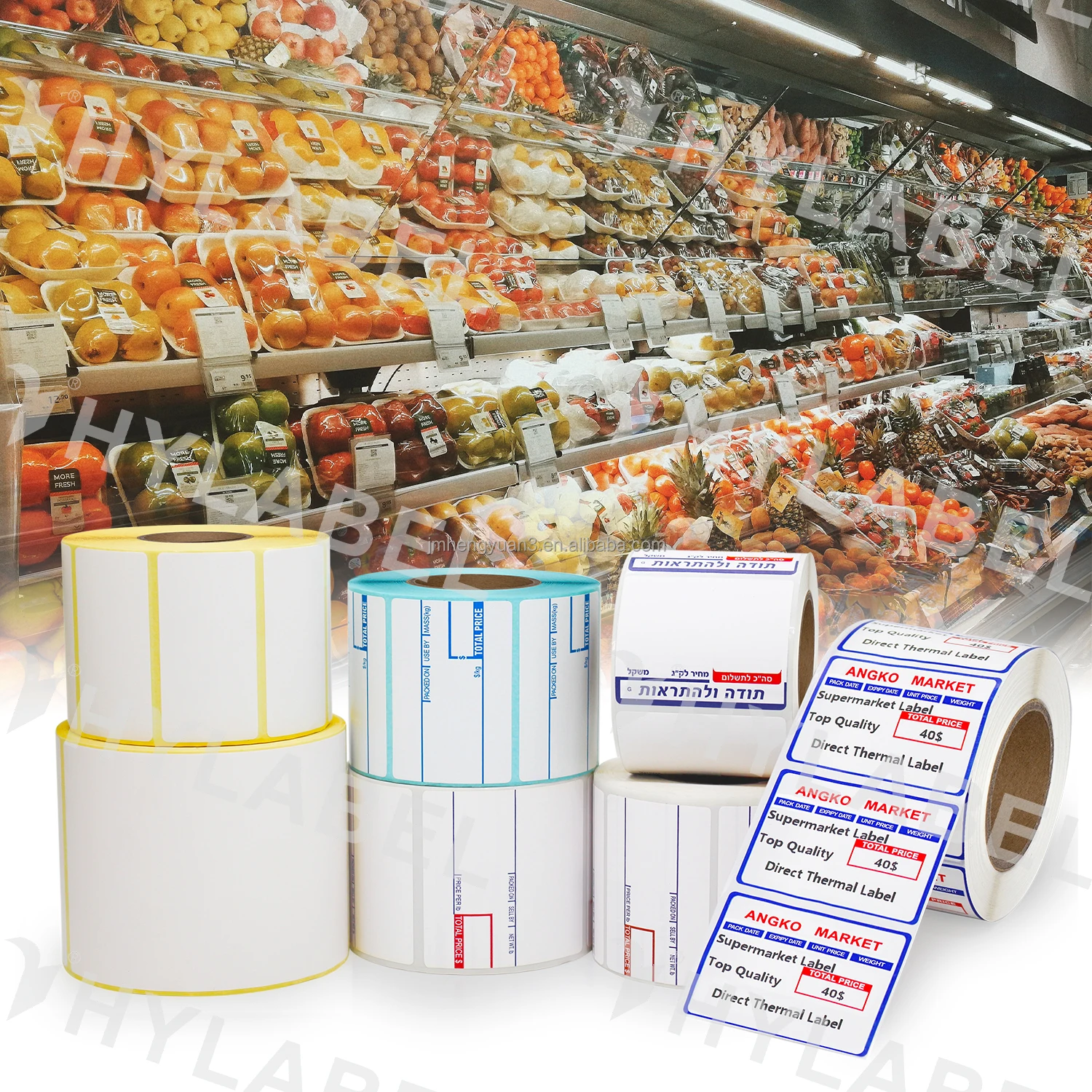 Custom 50x25 58x30 58x40 58x60 60x40 Print Thermal Label Barcode Sticker Supermarket Scale Adhesive Direct Thermal Label