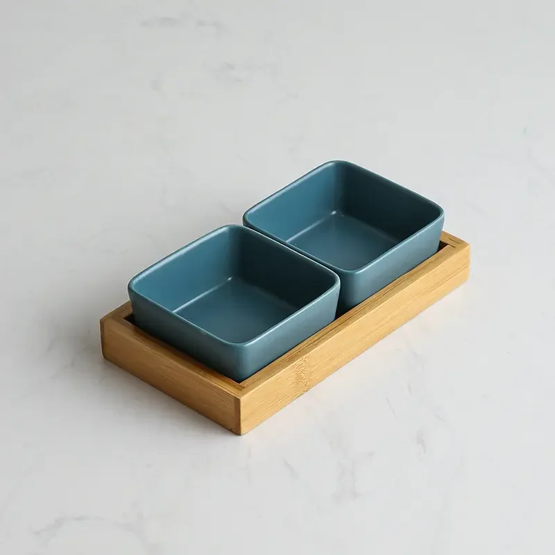 Ceramic divided snake plate commercial dried Plate Snack Sauce Bowl Hot Pot Dipping Saucer