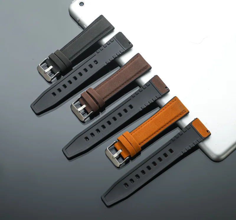 quick release  20mm 22mm rubber water-proof genuine leather watch band watch strap for huawei