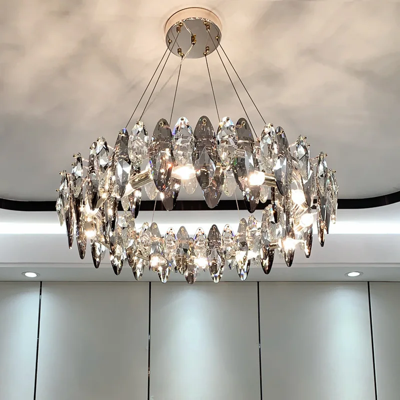 Luxury Oval K9 Crystal Chandelier Light Living Room Modern Hotel Villa Stairs Restaurant G9 Pendant Light