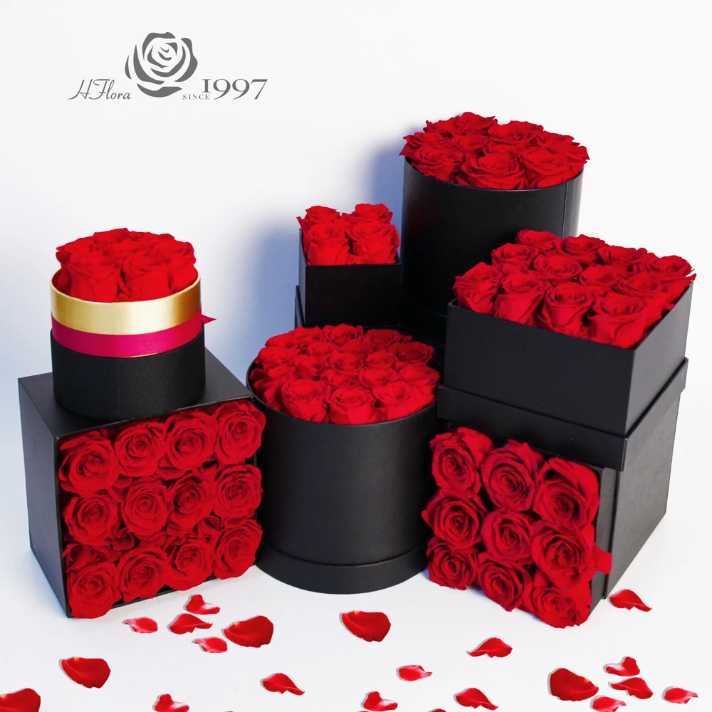 HFloral Custom Wholesale Wedding party Holiday Gifts long life lasting rose box preserved roses in a box everlasting roses box