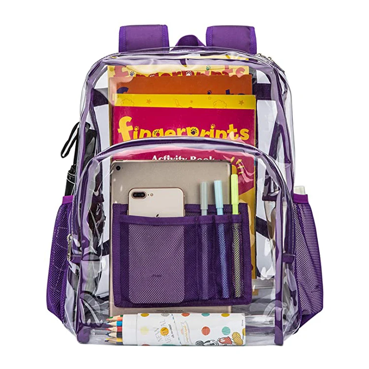 Wholesale Durable Waterproof Clear PVC Transparent Backpack with Reinforced Straps for School
