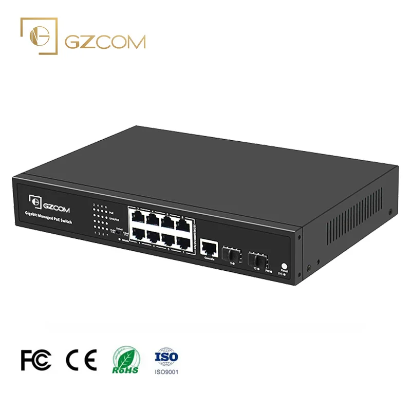 Factory Wholesale giga switch 8port poe igmp 1000m switch Managed 8port L2 Full Gigabit PoE Switch Support SNMP V1/V2/V3