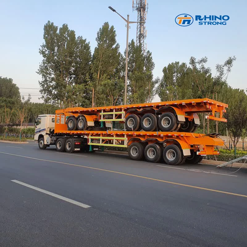 Double 20 feet 40ft Container Chassis Tri Axle Trailer Interlink Flatbed Superlink Trailer Flatdeck Super link  semi trailer