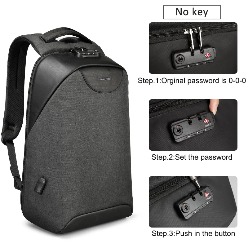 Рюкзак Tigernu T-B3611 анти вор зарядки школьная сумка рюкзак для ноутбука деловых поездок Молодежные водонепроницаемые сумки школы 15 6 дюймов черный