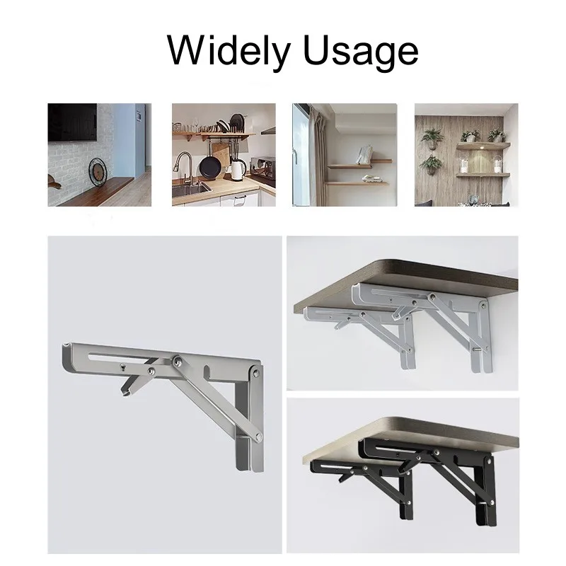 8/10/12Inch Folding Brackets For Shelves Adjustable Wall Mounted Bench Table with Screws Furniture Heavy Support Hardware