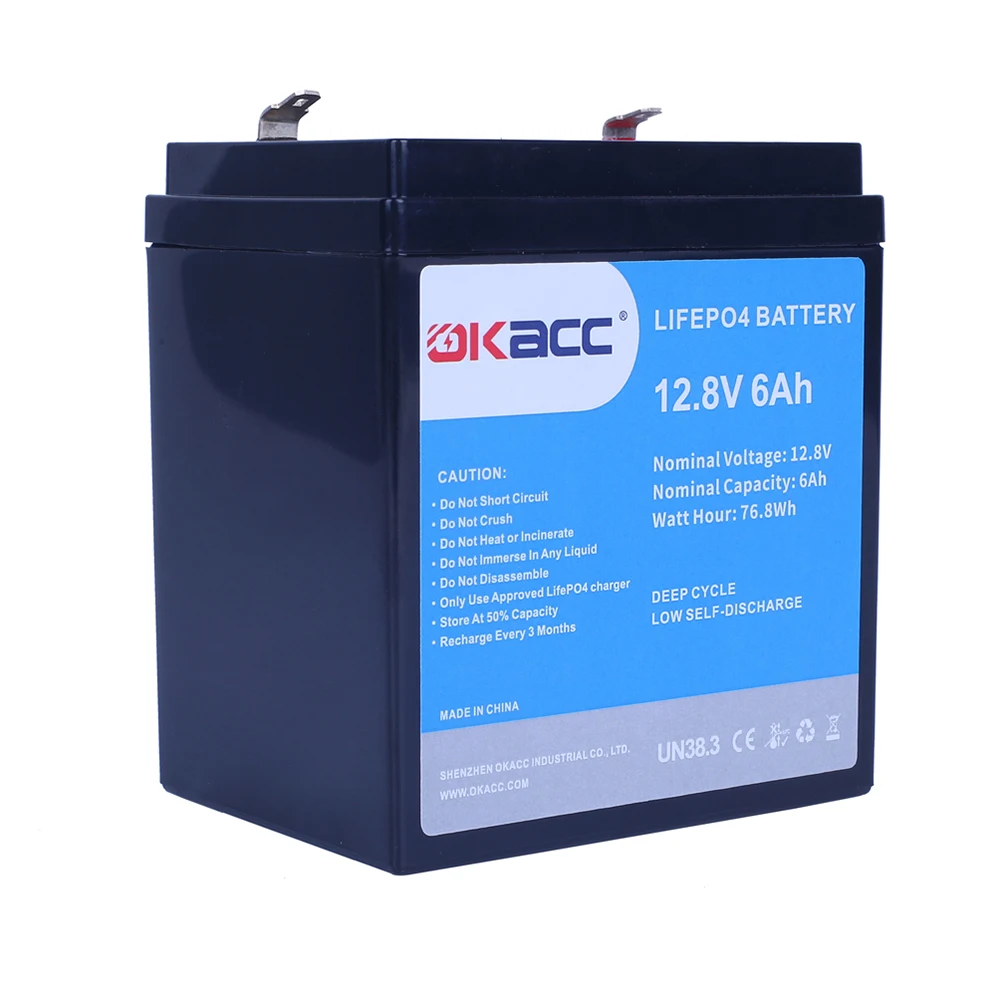 Okacc China Factory Price Rechargeable Deep Cycle 12V 6Ah  Lithium ion Lifepo4 Battery Pack