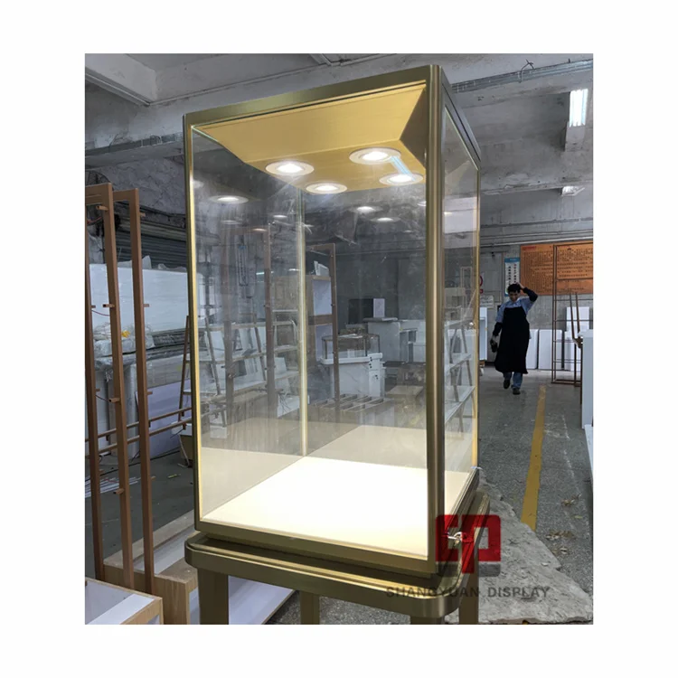 Shopping Mall Jewelry Kiosk Metal Stainless Steel Glass Display Case Custom Jewelry Display High Showcase
