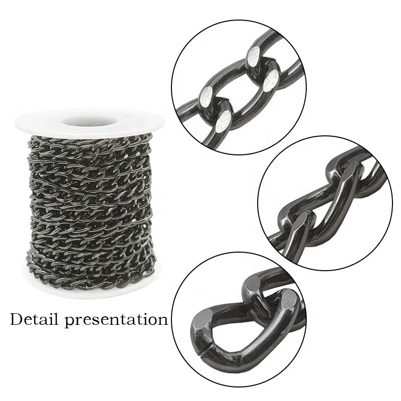 Aluminium Curb Chain Roll For Twisted Links Unwelded Chain Spool For Bracelet Purse Accessory Metal Bag Chains