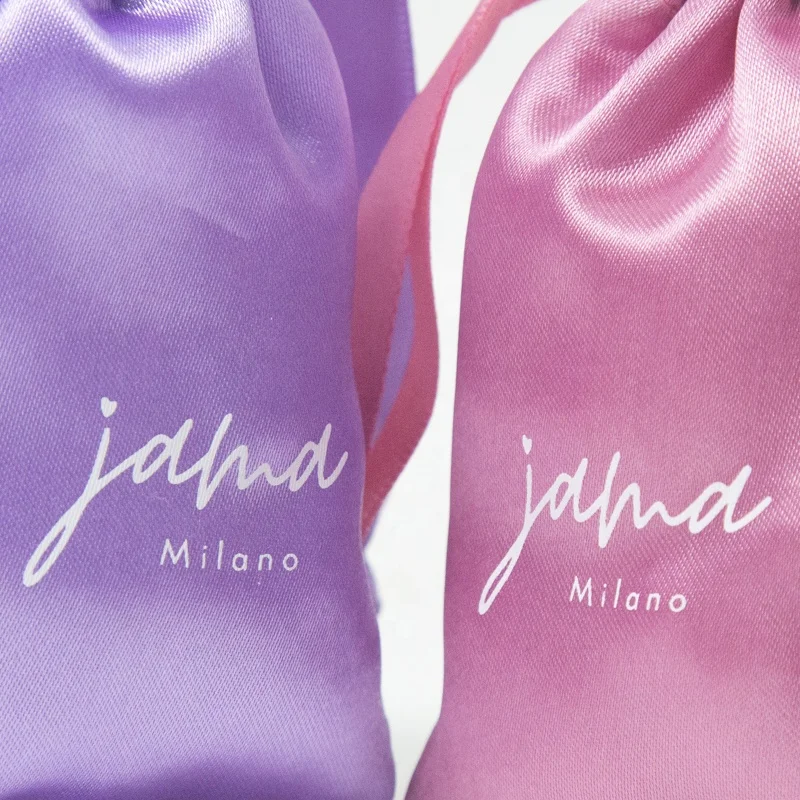 Многоразовые изготовленные на заказ атласные шнурок для ювелирных изделий с принтом логотипа сумки толстые атласные тканевые сумки