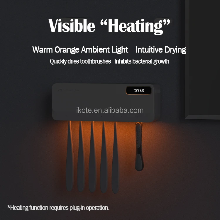New Arrival Wall-Mounted Toothbrush Storage with UV Air Disinfector Dryer Fan Timing Function
