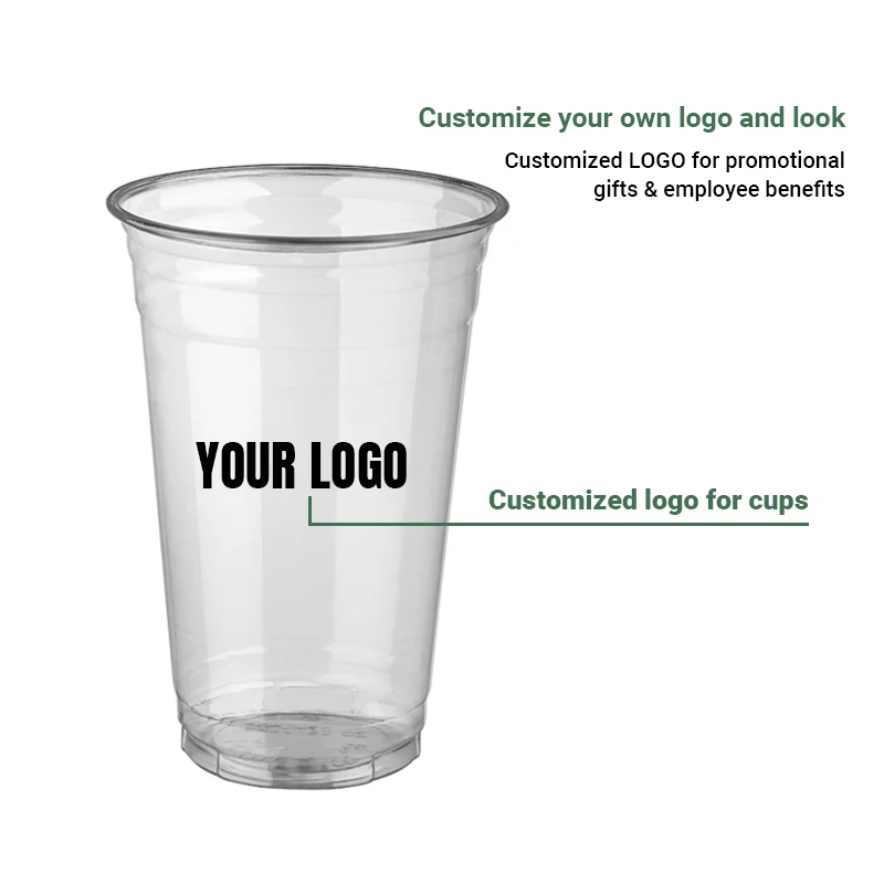 Disposable polypropylene cup bubble tea clear cup Custom plastic pet/pp cups with lid and straw for coffee