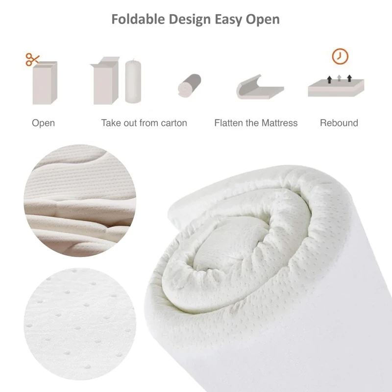 Twin Memory Foam Mattress Topper with Removable Zippered Hypoallergenic Bamboo Cover