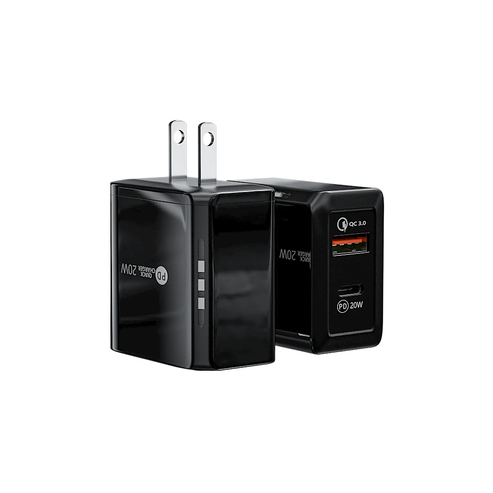 Зарядное устройство с 2 портами USB Type-C и поддержкой быстрой зарядки, 20 Вт