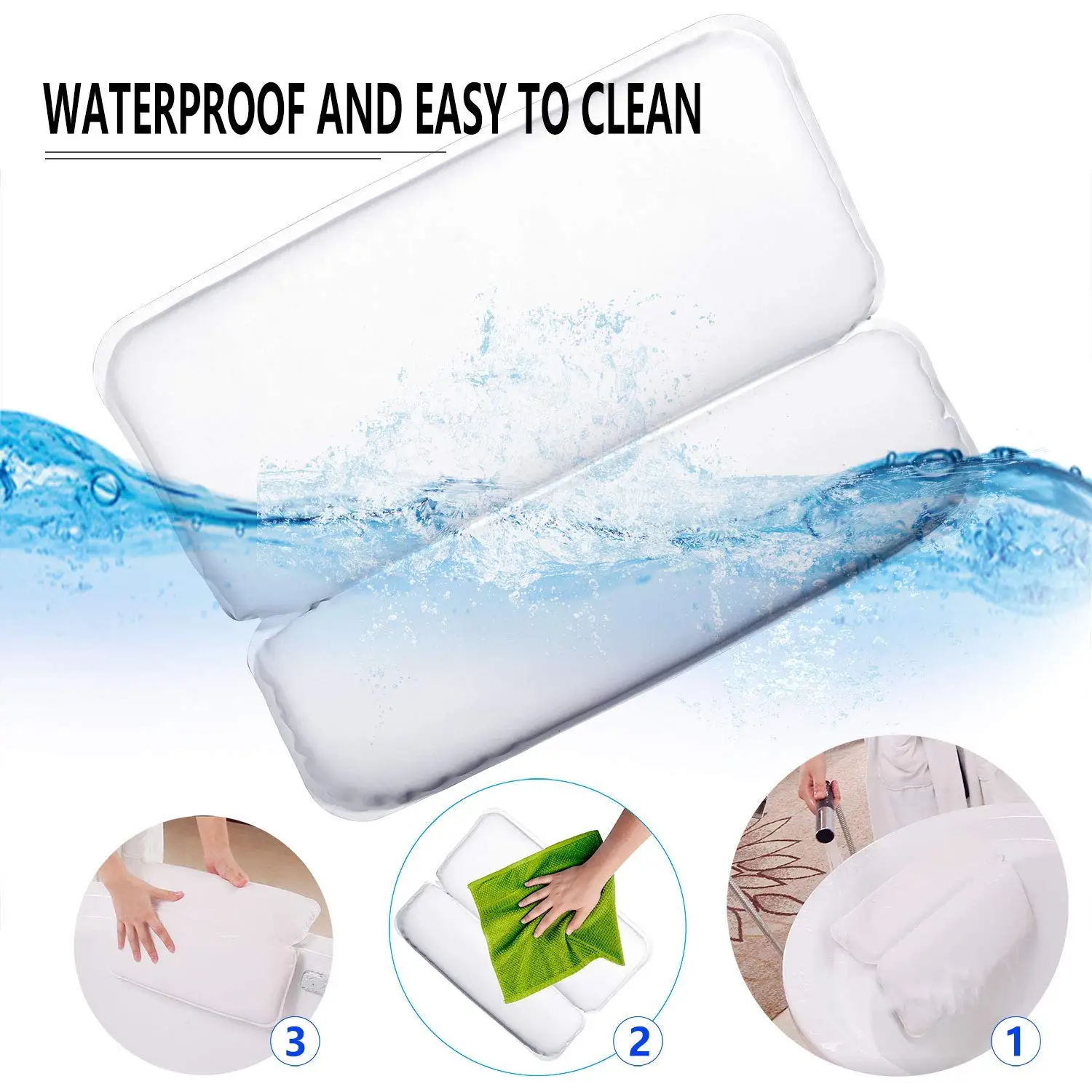 Non-slip Washable Breathable Super Soft SPA Bath Pillow With 7 Extra Strong Suction Cups For Neck Head Support