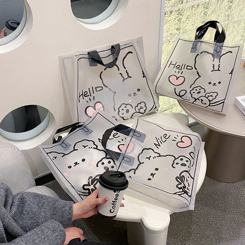 Wholesale Clothing Stores Transparent Tote Bags Plastic Clothes Shopping Gifts Packing Bags