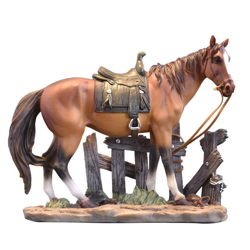 Custom new design light luxury home decor accessories American style animal sculpture desktop ornament polyresin horse statues