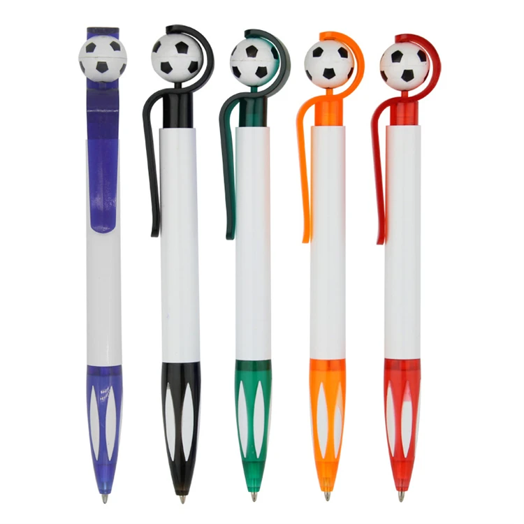 2022 New Design Multicolor Plastic Football shaped Pen with Custom Logo 0.5mm Press Ballpoint pen World cup for Promotion school