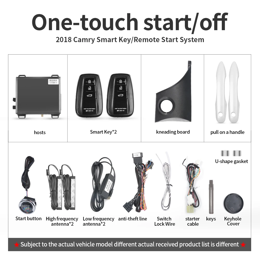 For Toyota 18-23 Camry Car Alarm With Autostart Push One Button Auto Start Stop Keyless Entry System Smart Key Phone Remote Kit